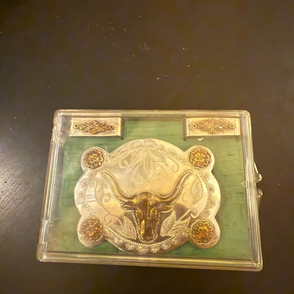 Western Style Silver and Gold Bull Belt Buckle